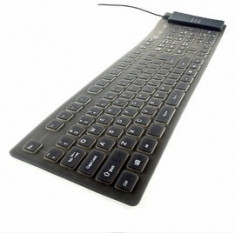 Tastatura calculator PC flexibila din silicon neagra / albastra / roz / alba - rezistenta la apa - Factura Si Garantie 12 Luni foto