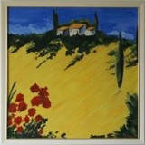 Pictura ulei toscana 76/76 cm ; pictura ulei lalele 75/45 cmp, Peisaje, Altul