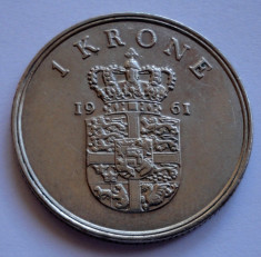 1 coroana 1961 Danemarca 1 krone 1961 Danemarca UNC RARA PRET REDUS foto