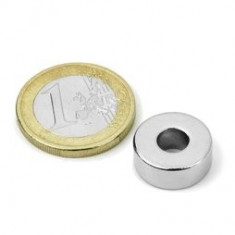 Magnet neodim inel, diametru 15/6 mm, putere 5,1 kg foto