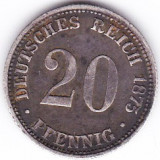 Germania 20 PFENNIG 1875 B argint,necuratata patina frumoasa,COTATIE RIDICATA