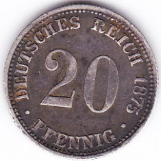 Germania 20 PFENNIG 1875 B argint,necuratata patina frumoasa,COTATIE RIDICATA