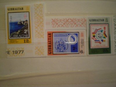 GIBRALTAR - SERIE 3 TIMBRE NESTAMPILATE - AMPHILEX EUROPE 1977 - 1977. foto