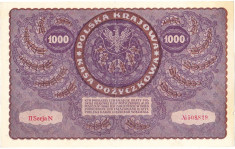 Polonia bancnota URIASA 135 x215 mm,1000 MAREK 1919 foto