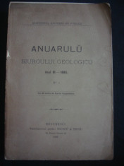 MINISTERUL LUCRARILOR PUBLICE - ANUARULU BIUROULUI GEOLOGICU ANUL III - 1885 no 1 - cu 29 table de fosile litografiate {1888} foto