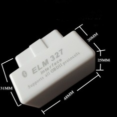 Mini &amp;quot; ELM327 &amp;quot; OBD2 Interfata diagnoza universala. Compatibila Smartphone/ tableta cu Android sau PC &amp;quot; ELM 327 &amp;quot;Bluetooth Alb foto