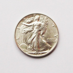 USA / SUA 1/2 HALF DOLLAR $ 1946 ARGINT Walking Liberty, 12.5 g., 0.900, 30.6 mm XF / AUNC ** foto