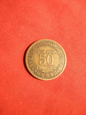 Moneda 50 Cent. Franta 1922 ,bronz , cal.Buna-F.Buna foto