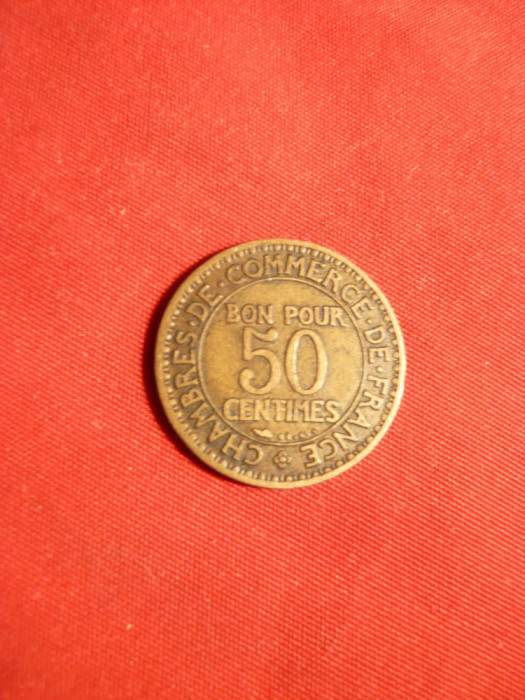 Moneda 50 Cent. Franta 1922 ,bronz , cal.Buna-F.Buna