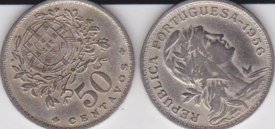 Portugalia 50 centavos 1956 foto
