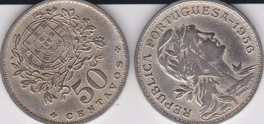 Portugalia 50 centavos 1956