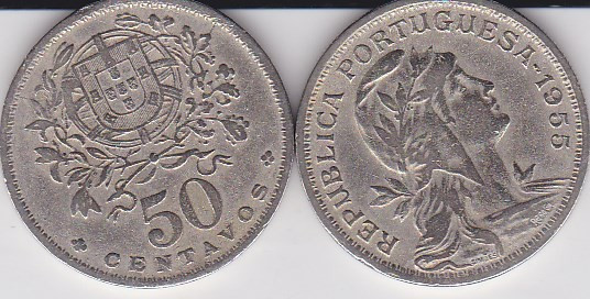 Portugalia 50 centavos 1955