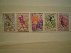 FRANTA - SERIE 5 TIMBRE NESTAMPILATE - SPORT , JOCURILE OLIMPICE DE IARNA GRENOBLE 1968. foto