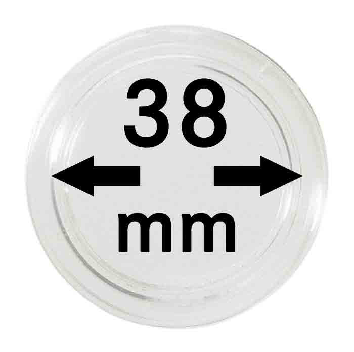 Capsule pentru monede 38 mm intrare - 10 buc. in cutie