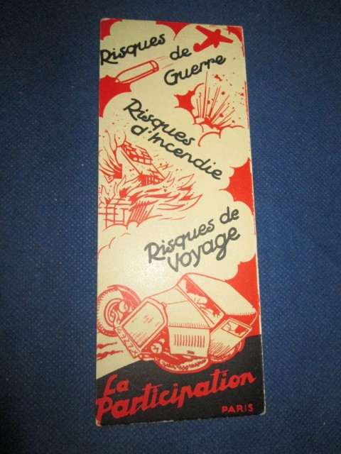 2343-I-La Participation-Reclama Asigurari anii 1920-30. Semn carte vechi carton.