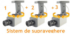 3 X Camera video FALSA - sistem de supraveghere cu SENZOR de miscare, LED si MOTORAS! + CADOU Baterii! foto