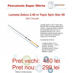 Set 3 bucati: Lanseta Zebco 2.40 m Topic Spin Star 60 foto