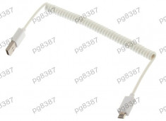 Cablu USB - microUSB, spiralat, 20cm. - 128379 foto