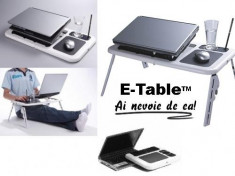 E-Table - Masa pliabila cu reglare inclinare + 2 Coolere + Mouse pad + Suport pahar si pix! Calitate Garantata! foto