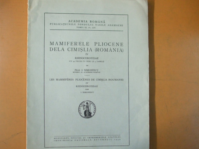 Ioan Simionescu Mamiferele pliocene dela Cimslia Romania Rhinocerotidae 1940 200