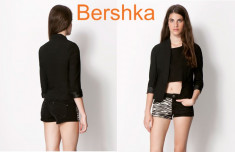 BERSHKA by ZARA Sacou scurt FETE. &amp;quot;BSK print-lined blazer&amp;quot; Maneci sufulcate. SUPERB. Marime M/L. Haine noi originale cu etichete. MODEL NOU pe site. foto