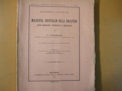 Ioan Simionescu Masivul cristalin de la Brosteni Studiu morfologic, petrografic si mineralogic Bucuresti 1916 foto