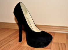 Pantofi dama negri, toc 15 cm, platforma de 4 cm, marimea 36 foto