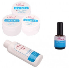 Kit geluri UV, Set geluri Sina, Kit gel pentru unghii false, Set aplicare unghii cu gel foto