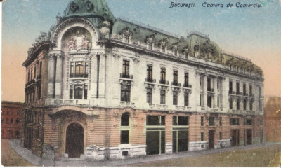 Carte postala ilustrata Camera de Comert, Bucuresti foto