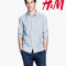 H&amp;amp;M MAN Espana. &quot;Narrow-striped shirt&quot; Camasa barbati, dungulite mici gri, guler cu nasturi. Marime XL. OUTLET Arad. Produse noi originale.