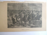 Gravura Cazaci in mars 22 x 15 cm 1878