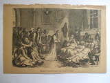Gravura Spital muntenegrean improvizat 22 x 15 cm 1878