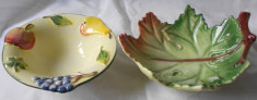 DEOSEBITE BOLURI DE MAJOLICA ANII 1970 ,, FRUNZA DE VIE SI ROADELE TOAMNEI ,, ------- PROVIN DIN ITALIA foto