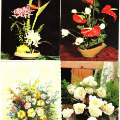 Flori,lot 4 bucati ilustrate postale circulate