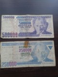 1 bancnota de 500000 lire turcesti 14 ocak 1970 + 1 bancnota 250000 14 ocak 1970, Europa