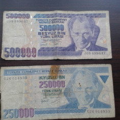 1 bancnota de 500000 lire turcesti 14 ocak 1970 + 1 bancnota 250000 14 ocak 1970