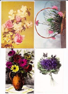 Flori,lot 4 bucati ilustrate postale foto