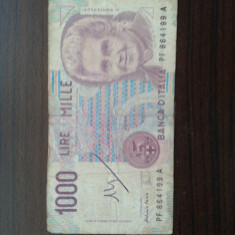 bancnota 1000 lire italia rara, 1990