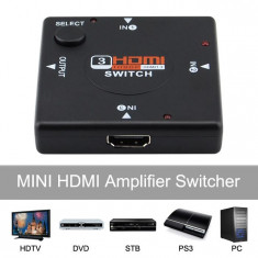 Switch HDMI 3 porturi intrari + 1 iesire Splitter Video 1080P HDMI 1.3 . mini amplficator HDMI pt TV, play station etc. foto