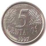 BRAZILIA 5 CENTAVOS 1997 **, America Centrala si de Sud