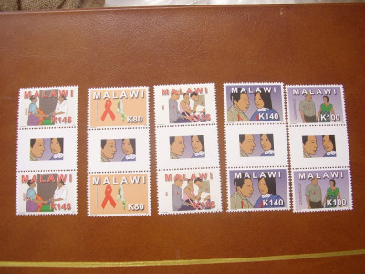Malawi 2012 Crucea rosie lupta contra SIDA serie pereche cu punte foto