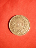 Moneda 20 Rapen 1939 Elvetia Cu-Ni , cal.F.Buna