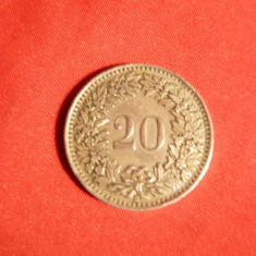 Moneda 20 Rapen 1939 Elvetia Cu-Ni , cal.F.Buna