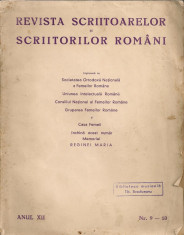 Revista Scriitoarelor si Scriitorilor Romani ( anul XII, nr. 9 - 10, 1938 ) - numar inchinat memoriei Reginei Maria foto