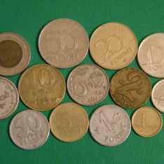 Ungaria - set de colectie - 13 monede diferite - stare f buna - inclusiv bimetal