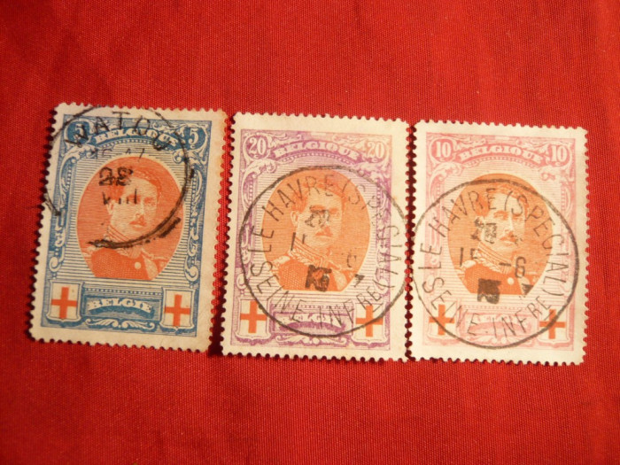 Serie Crucea Rosie 1915 Belgia , 3 val.stamp.