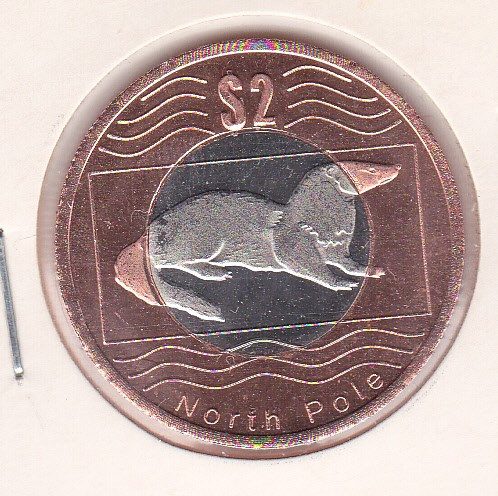 bnk mnd North Pole 2 dolari 2012 unc, fauna , bimetal