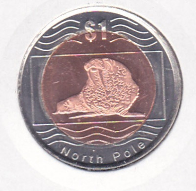bnk mnd North Pole 1 dolar 2012 unc, fauna , bimetal foto