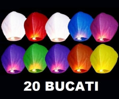 Set 20 Lampioane zburatoare colorate sky lanterns Nunti Botezuri Petreceri foto