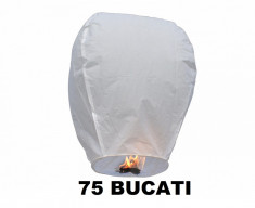 Oferta NUNTA 75 Lampioane ALBE zburatoare sky lanterns + 2 Rosii inima foto